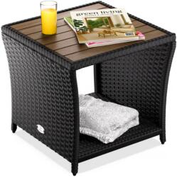 CASARIA ROCCO polyrattan oldalasztal akácfával, 40x45x45cm, fekete/barna Casaria
