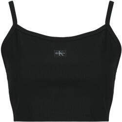 Calvin Klein Jeans Maiouri și Tricouri fără mânecă Femei SL WOVEN LABEL 2X2 BABY RIB CROP Calvin Klein Jeans Negru EU L