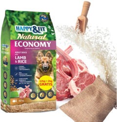 Happy&Fit Natural Economy Adult Száraz Kutyatáp (Bárány és Rizs) - 12+2 kg