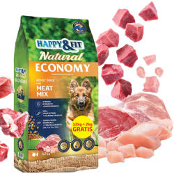 Happy&Fit Natural Economy Adult Száraz Kutyatáp - 12+2 kg