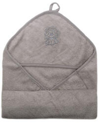  Vaganza hímzett fürdőlepedő, fürdetőkesztyűvel 110*110 cm - szürke oroszlán