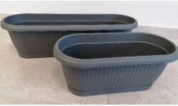 Palermo balkonláda/virágláda + alátét, 40 cm x 17 cm x 16 cm, antracit (5999526935512-antracit)