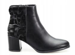 Sergio Leone Fekete Bélelt Bakancs Mintával A Felsőrészen 40-ES (SL-BT521-CZARNY-PU)