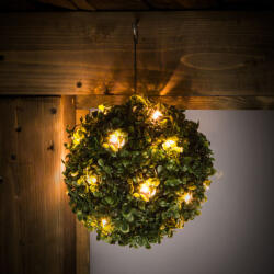  Szolár bukszus - felakasztható - 25 cm - 20 melegfehér LED (GL11359)