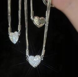  Nyaklánc Ezüst Lánc Mágneses Szív Strassz Ajándék (5905527100576)