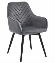 Klubfotel Étkezőszék NANA360 - szürke bársony/fekete lábak