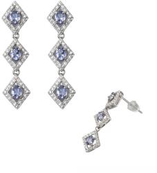  Cercei Tanzanit Cu Zircon Oval Fatetat 33x8x15 mm Argint 925 - 1 Pereche
