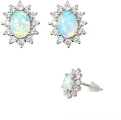  Cercei Opal De Foc Cu Zircon Oval 12x10x16 mm Argint 925 - 1 Pereche