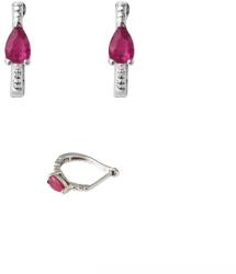  Cercei Rubin Cu Zircon Picatura Fatetat 12x3x12 mm - 1 Pereche