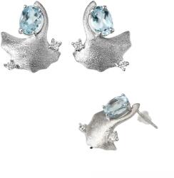  Cercei Acvamarin Oval Fatetat 17x14x14 mm Argint 925 - 1 Pereche Pentru Tinute Elegante