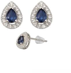 Cercei Safir Cu Zircon Oval Fatetat 21x10x15 mm Argint 925 - 1 Pereche - concepttropic - 183,00 RON