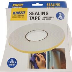 Kinzo Tömítőszalag Ablakokhoz És Ajtókhoz 2, 75 M X 9 MM Fehér 2 Db (8711252793580)