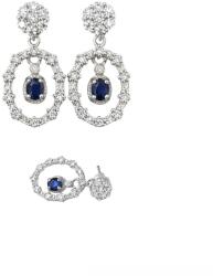  Cercei Safir Cu Zircon Oval Fatetat 21x10x15 mm Argint 925 - 1 Pereche - concepttropic - 189,00 RON