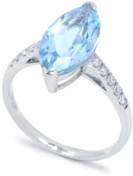 White & Black Marquise akvamarin eljegyzési gyűrű gyémántokkal (AU14445)