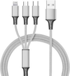  3 az 1-ben USB töltő- és adatkábel telefonhoz Lightning, micro-USB, USB-C csatlakozóval 1, 2m