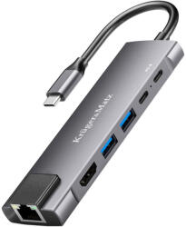 Krüger&Matz USB Hub - USB-C adapter HDMI, 2xUSB3.0, 2xUSB Type-C, RJ45 port