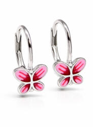 PILLANGÓ ezüst fülbevaló - rózsaszín (2 éves kortól 8 éves korig) (2026031905)