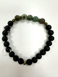  Afrikai türkiz és ónix férfi karkötő - 20 cm (JJFK06)