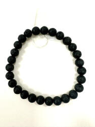  Kisebb gyöngyös fekete lávakő karkötő (JJFK09)