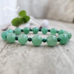 Kristály Jóga Shop Aventurin 10 mm-es ásvány karkötő, fazettált malachittal