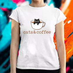 Magnolion Cats and Coffee női póló (28239-N)