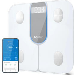 Renpho Cantar SMART Digital RENPHO A033 Body Composition, Wifi, Bluetooth, Greutate, BMI, Grasime Corporala, Muschi, Oase, Apple Health, Fitbit, Samsung Health (PEU-R-A033-W) - rovo Irigator oral