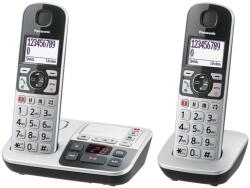 Panasonic Telefon fix wireless Panasonic KX-TGE522GS, pentru seniori, cu functie SOS, 2 receptoare, negru-argintiu (KX-TGE522GS)