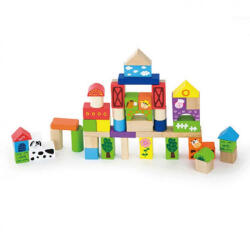 Viga Toys Set cuburi Ferma, 50 de piese, Viga (50285) - infant