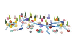 Viga Toys Blocuri din lemn colorate Comorile Naturii (141 piese), Viga (44818) - infant