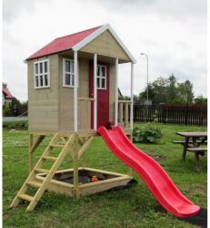 Wendi Toys Casuta de gradina Nordic Adventure House cu platforma cu loc pentru nisip si tobogan (M8), Wendi Toys (WE-722726712) Casuta pentru copii