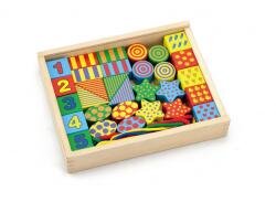 Viga Toys Margele mari din lemn de insirat, cu forme, cifre si culori (58505) - infant