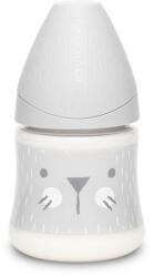 Suavinex Biberon 150 ml cu tetină rotundă din silicon, debit lent, pisică gri Hygge Suavinex (8426420069052)