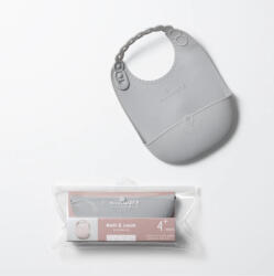 Miniware Baveta bebelusi Miniware Roll & Lock, 100% din silicon alimentar, Grey (mw_SBIBG) Bavata