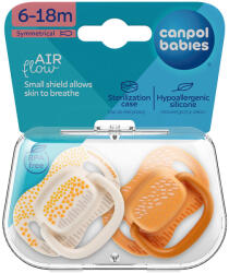 Canpol Babies Suzeta simetrica din silicon 6-18m Mountains 2 Pcs 34/931_Yel (5901691889590)