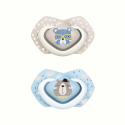 Canpol Babies Suzeta Simetrica Din Silicon 0-6Luni, 2 Buc Bonjour Paris 22/647_Blu (5903407993430)