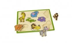 Viga Toys Puzzle cu maner - Animale salbatice, Viga (50019) - infant