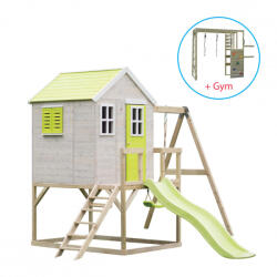 Wendi Toys Casuta de gradina Lime Lodge cu tobogan, leagan, modul sport, Wendi Toys (M24L_G) - infant Casuta pentru copii