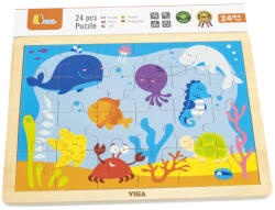 Viga Toys Puzzle din lemn cu 24 piese, Animale din ocean, Viga (50200) - infant