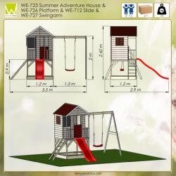 Wendi Toys Casuta de gradina Summer Adventure House cu platforma cu loc pentru nisip, tobogan si leagan (M9) (WE-723726712727) Casuta pentru copii