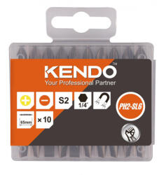 KENDO Set 10 biti PH2 65 mm Kendo din otel S2, prindere 1/4 inch (25404732)