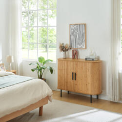 [en. casa] Comoda cu 2 usi glisante si 8 compartimente, bambus, 100x40x80 cm (85322681) Comoda