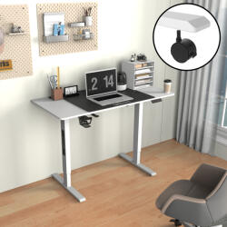 [pro. tec] Birou reglabil electric pe inaltime cu roti 120x60 cm alb (85903718)
