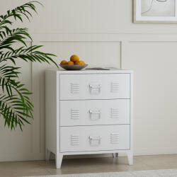 [en. casa] Dulap metalic cu 3 sertare Hameenlinna, alb, 72x60x40 cm (83236547) Comoda