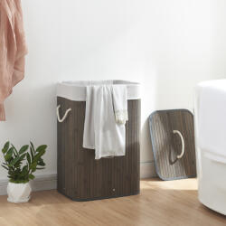 [en. casa] Cos de rufe Salla din bambus 72L, maro închis, cu capac (83883465)