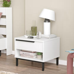 [en. casa] Noptiera Vesanto alba cu sertar si raft deschis, 43x54x45 cm (85630631)