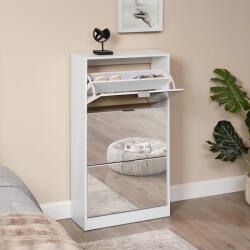 [en. casa] Pantofar cu oglinda Kragerø, alb, 3 usi rabatabile, 115x60x24 cm (83055340) Pantofar