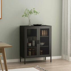 [en. casa] Bufet living metalic negru Falkoping cu usi tip grilaj, 80 x 40 x 101, 5 cm (83058220) Comoda