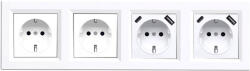 Leziter Priza dubla Leziter Nova IV cu împamantare si USB-A/USB-C, alb (LN4KERV-F_LNFCS-F_2_LNUSB-F_2)