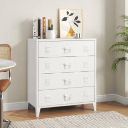[en. casa] Comoda metalica alba cu 4 sertare Hameenlinna 80x40x92 cm (83237870) Comoda