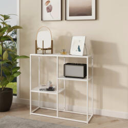 [en. casa] Masa consola Strömstad alba cu 3 rafturi, design modern, [en. casa] (83539203)